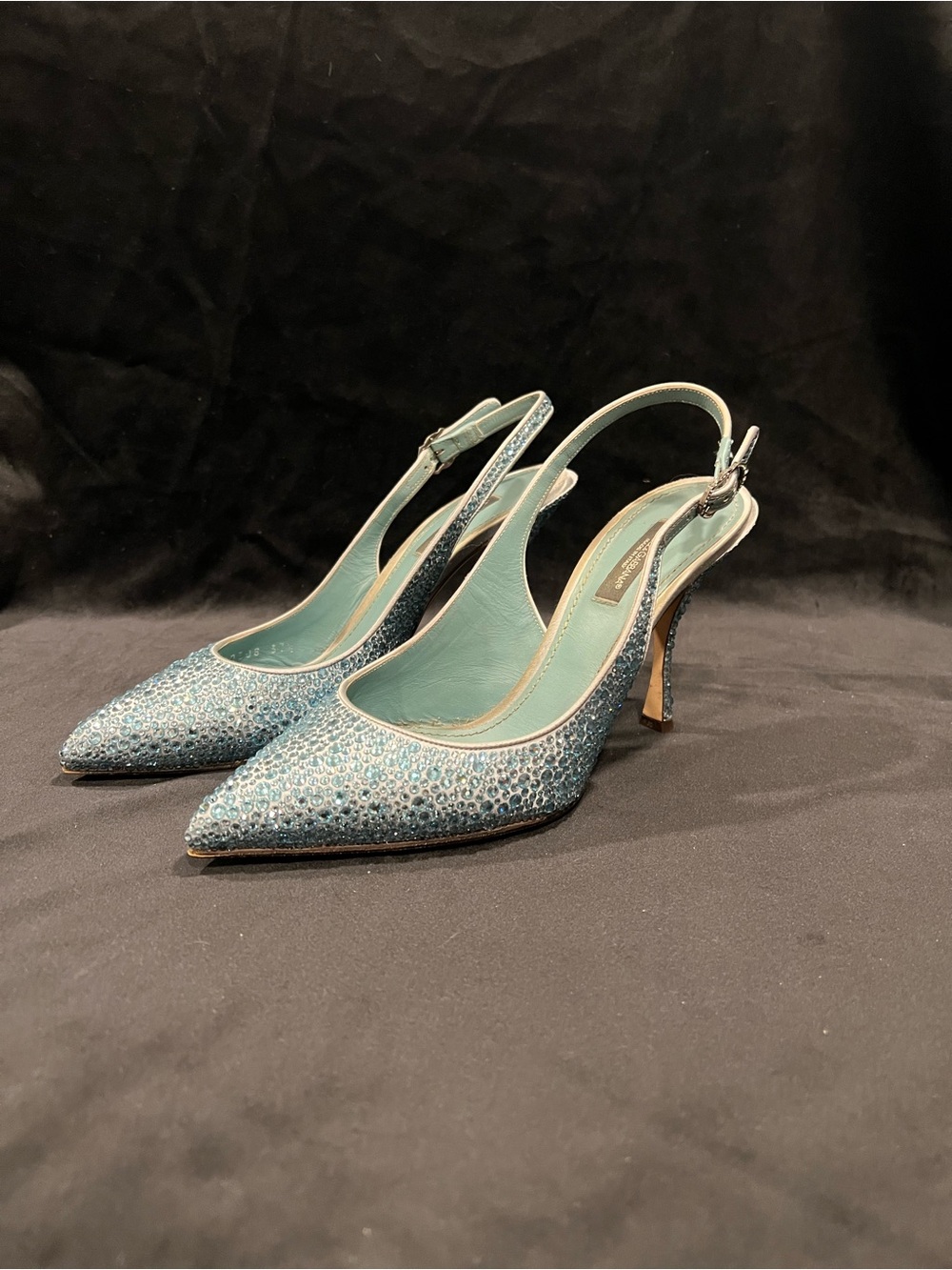 Dolce & Gabbana Teal Crystal Slingback Pumps
